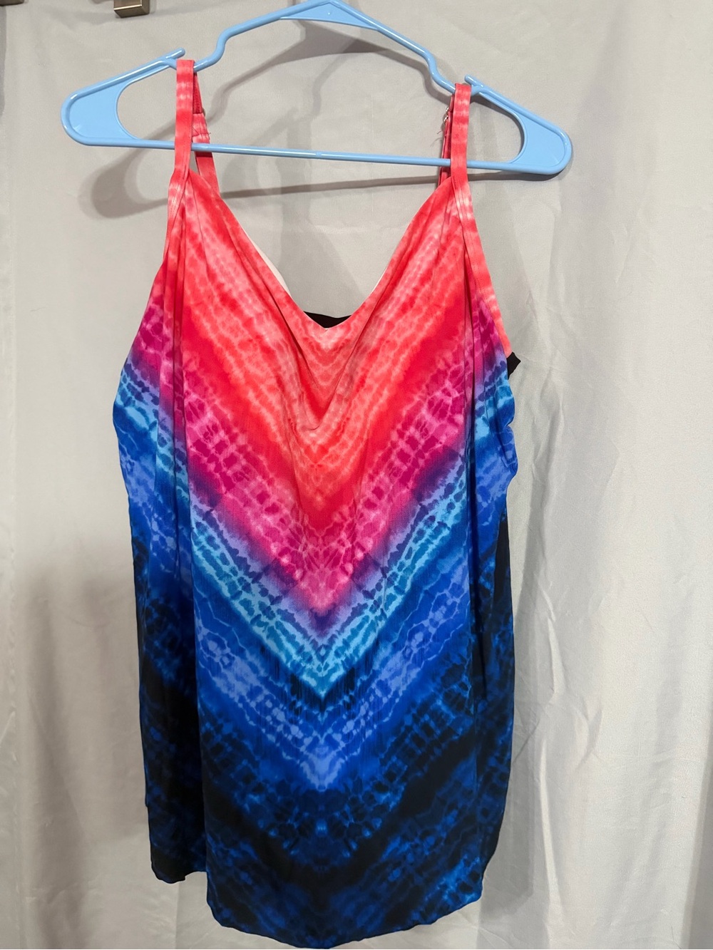 Aqua Green Ombre V-Neck Swim Cover-Up in Coral, Pink and Blue